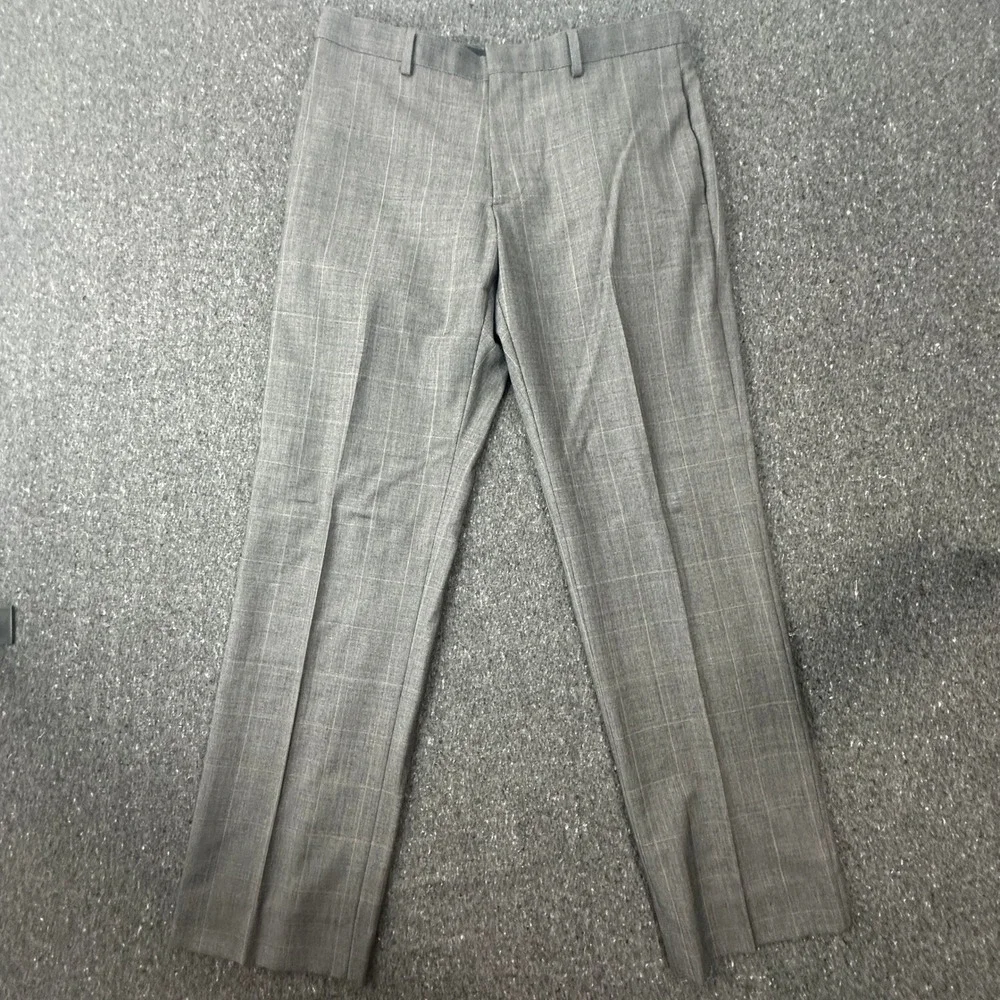 Banana Republic Dress Pants Men 32x32 Gray Plaid Tailored Fit Trousers 671718